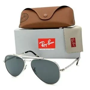 Ray-Ban Silver Sunglasses with Blue Lenses and Brown Case Amazon.com: Ray-Ban RB3025 Large Aviator Sunglasses Shiny  main image 4